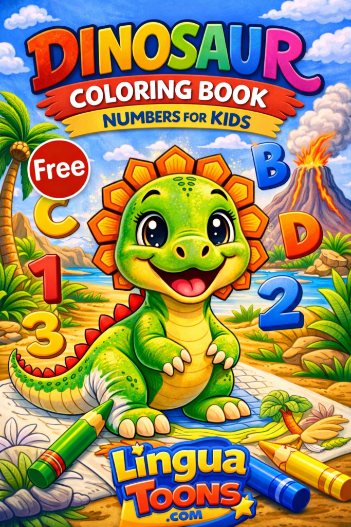 Free dinosaur coloring book for kids learning numbers 1 to 10 educational coloring page with cute dinosaur and counting numbers
