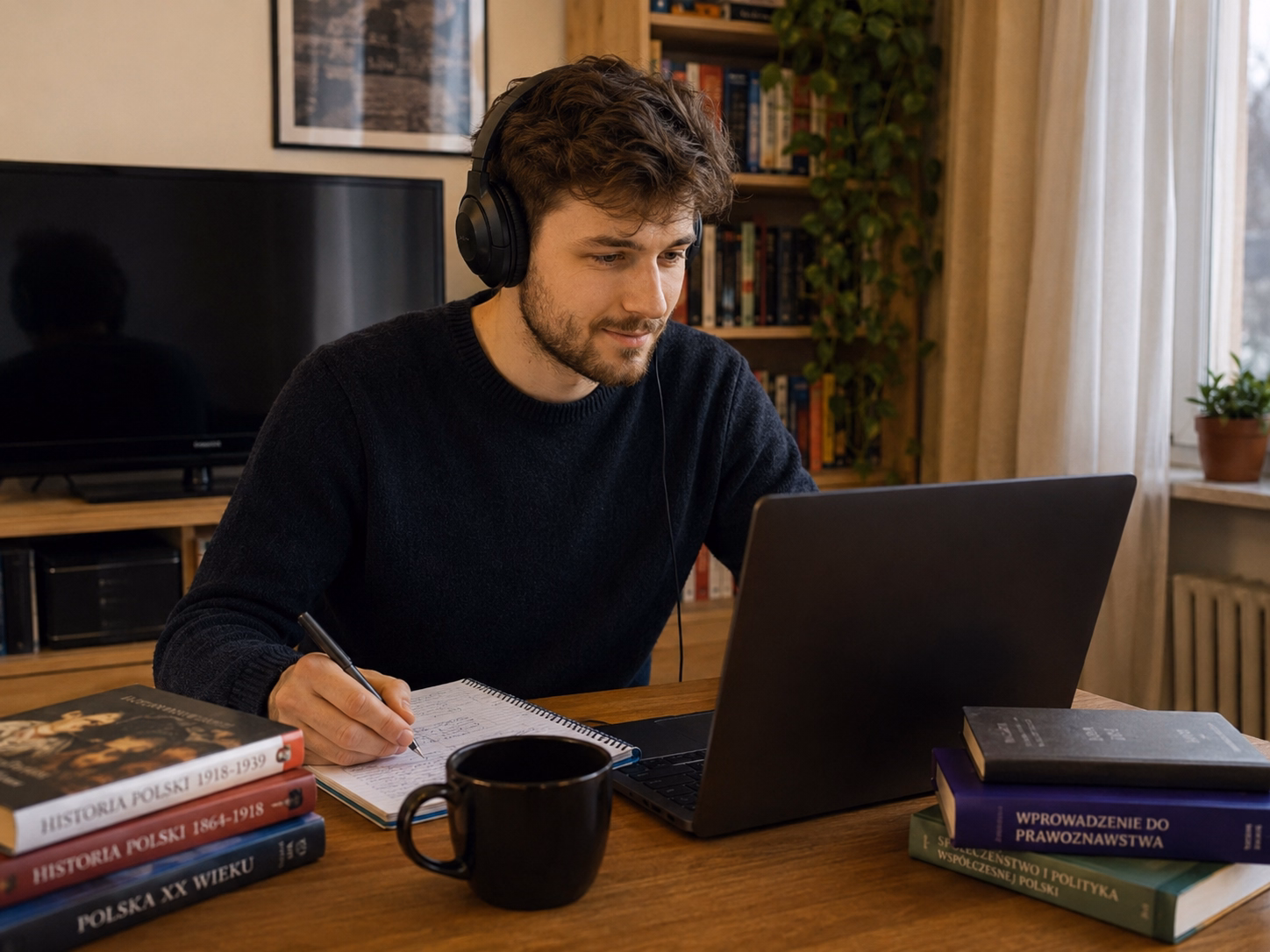 7 faktów o nauce języka online - student uczy się przy laptopie